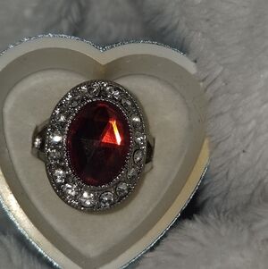 .925 Sterling Silver Cocktail Ruby Ring